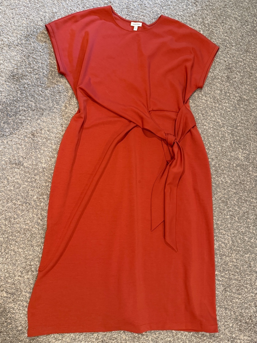 Nordstrom Plus Size 3X Rust Spice Midi Dress Tie Waist Pockets